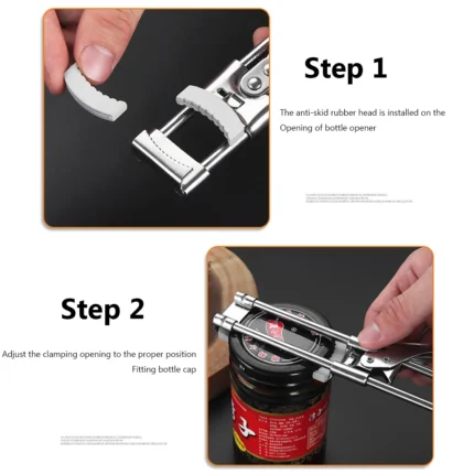 Stainless Steel Can Opener Adjustable Master Opener Multifunctional Manual Jar Bottle Opener Kitchen Accessories for Weak Hands