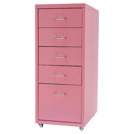 Aluminum Alloy 5-Drawer Storage Cabinet Pink Filing Storage Organizer Cabinet for Office Home Bedroom