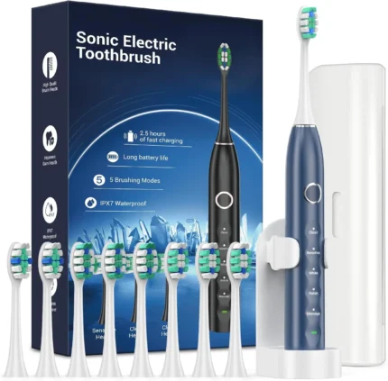 Sonic Electric Toothbrush,Electric Toothbrush with 8Heads,5 Modes, Timer,Gift for Her/Him