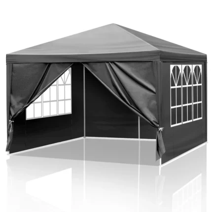 10x10 Waterproof Gazebo Canopy Tent for Outdoor Parties, Weddings & BBQ - Black Patio Shelter