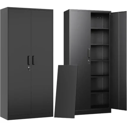Garage Storage Cabinet with Doors and Shelves, Kitchen Pantry Cabinet, Metal Storage Cabinet with 5 Adjustable Shelves